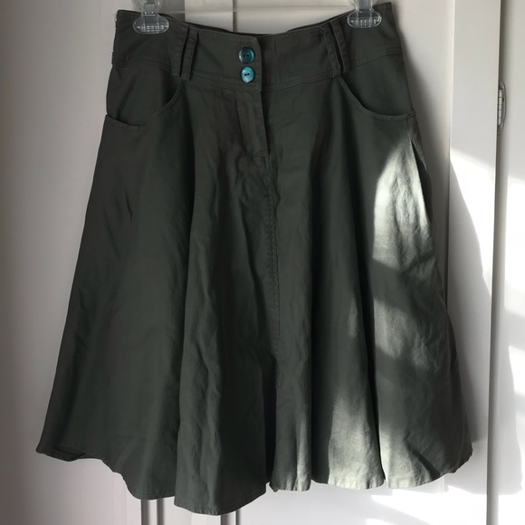 Army green Cotton Skirt by JKLA - Picture 2 of 7